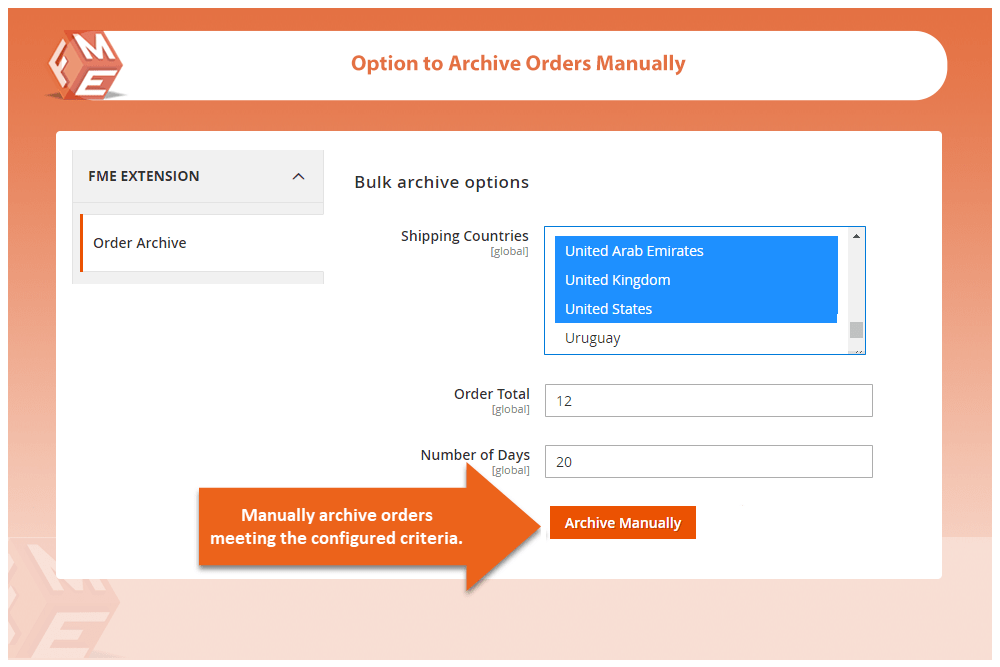 Archive orders based on order attributes